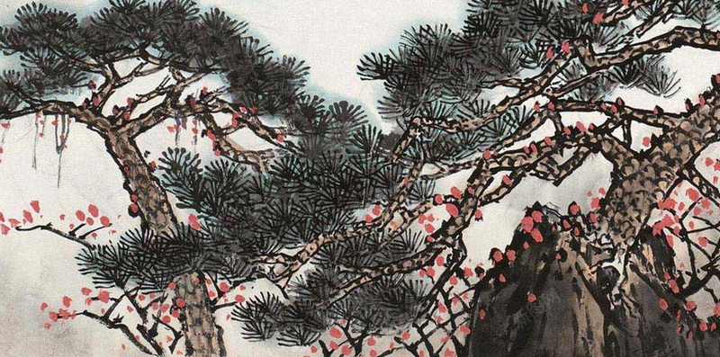 古美術】古い掛け軸 伯岡筆 松瀑飛泉 水墨画 水墨山水 海外への