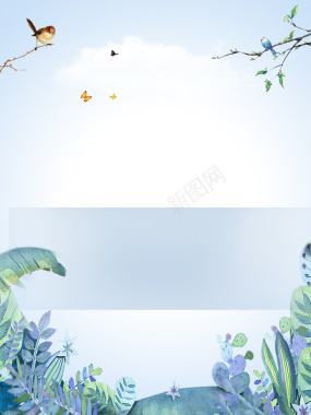 小清新蓝色花卉海报背景背景