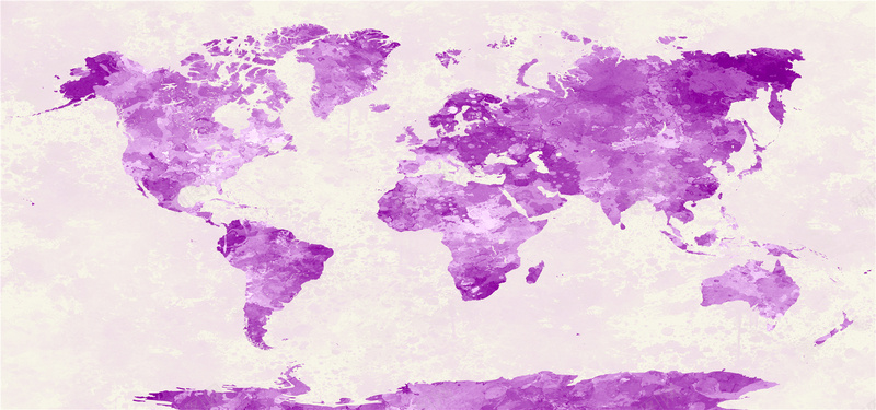 紫色水彩世界地图海报背景背景