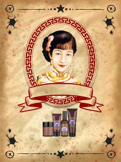 民国风格民国旧上海风格化妆品宣传海报背景模板高清图片