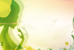 春天舞台背景妇女节绿色清新海报背景素材高清图片