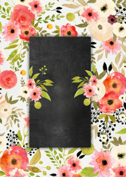 深色画板深色底文艺花卉手绘绿叶设计样式高清图片