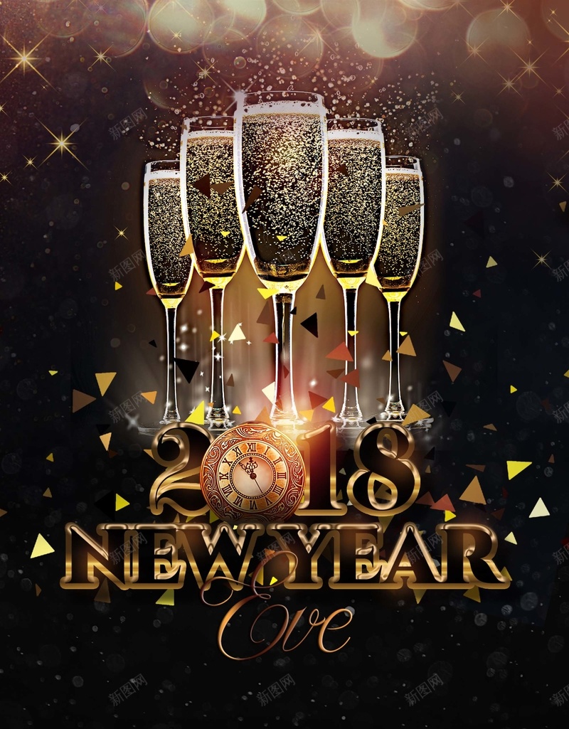 新年香槟酒杯聚会海报背景jpg设计背景_新图网 https://ixintu.com 城市派对 精致 新年派对 dj 酒杯 黑金 大气 新年快乐 狗年 2018