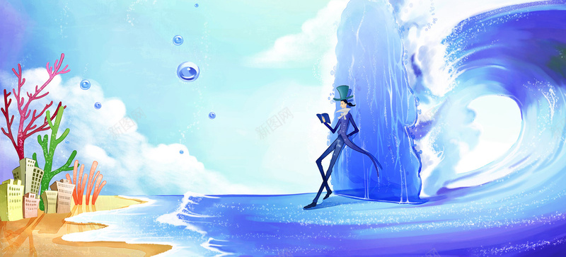 梦幻童画背景唯美可爱卡通背景水背景