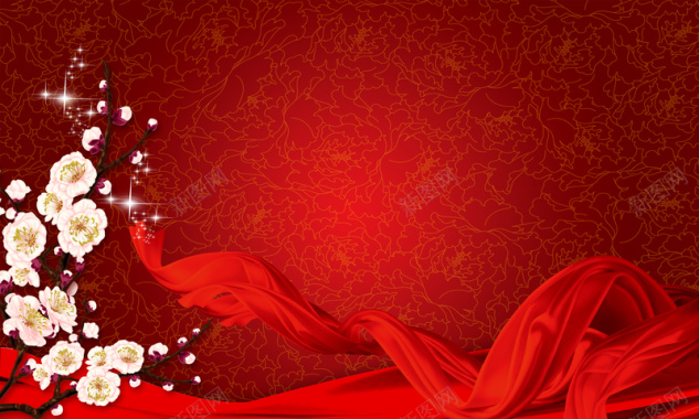春节节日喜庆海报展板背景