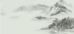 山水背景墙中国风水墨山水家居背景高清图片