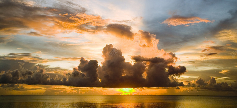 夕阳云朵天空海报素材背景