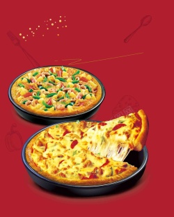餐馆外卖西式快餐披萨烘焙食品餐馆喜庆红色海报高清图片
