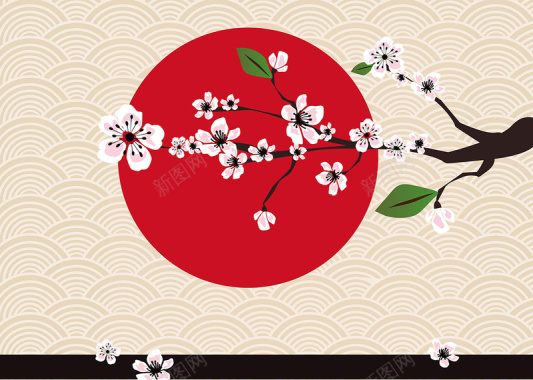 日式樱花主题广告广告详情页矢量背景素材背景