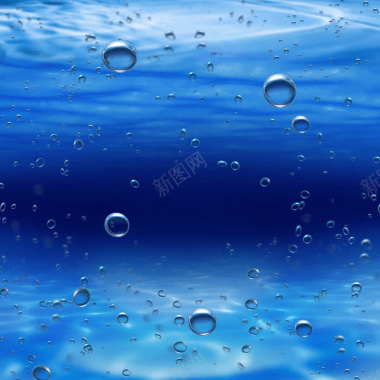 蓝色海水水珠背景图背景