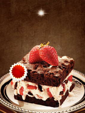 大气复古巧克力蛋糕甜品店海报背景素材背景
