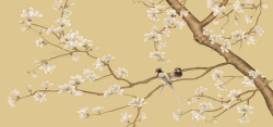 喜鹊梅花中国风背景图高清图片