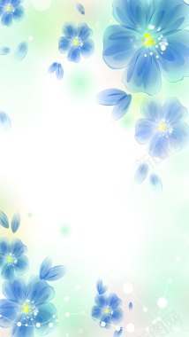 蓝色花朵水彩H5背景背景
