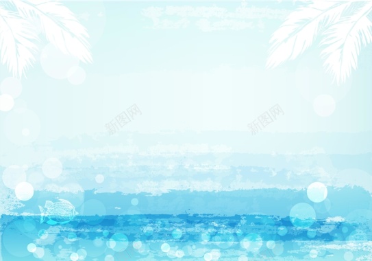 蓝色清新海边度假背景背景