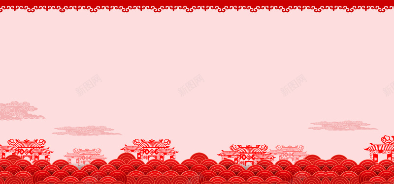 新年春节红色简约花纹剪纸banner展板psd设计背景_新图网 https://ixintu.com 新年 春节 简约 红色 纹理 剪纸 banner 展板 城市