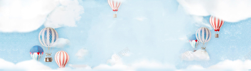 蓝色清新云朵气球浪漫背景背景