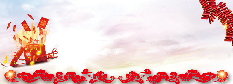 春节红包梦幻红色banner背景背景