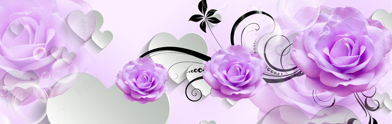 立体紫色花朵背景图psd设计背景_新图网 https://ixintu.com 灰白色 爱心 立体 紫色 花朵 3D 淘宝背景图 海报banner