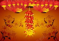 欢迎回家过年中国风春运回家放鞭炮红色背景素材高清图片