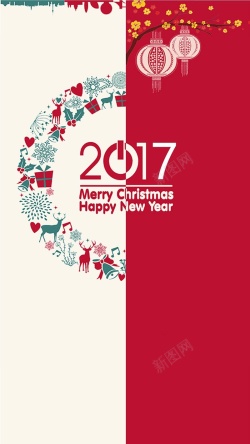 新年铃铛2017圣诞新年剪纸画背景图高清图片