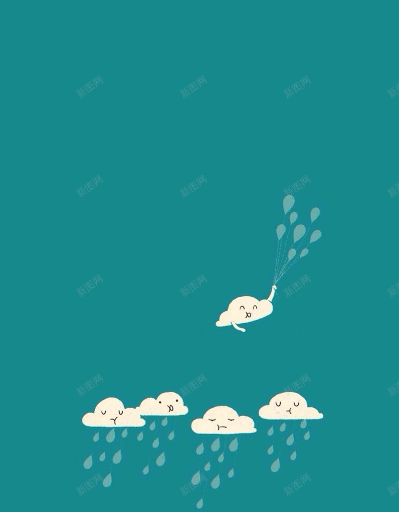 下雨的云H5素材背景jpg设计背景_新图网 https://ixintu.com 蓝色背景 云朵 文艺 清新 雨 H5素材 小清新 简约