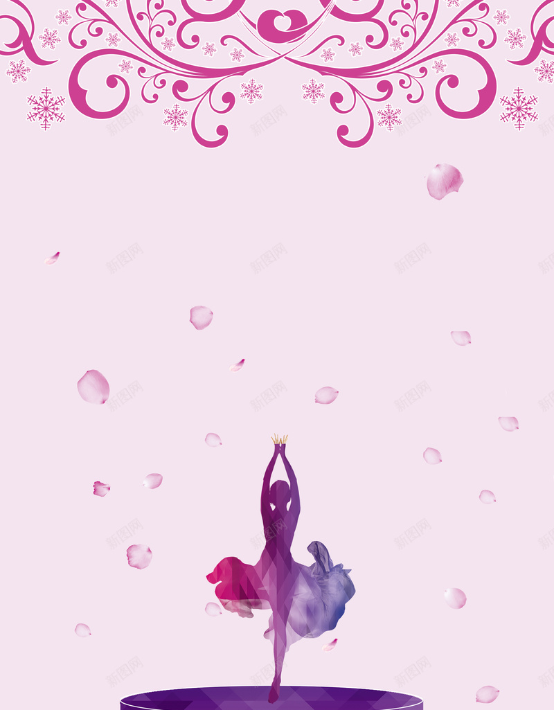 女神节海报背景素材psd设计背景_新图网 https://ixintu.com 跳舞的女孩 3月8日 女神驾到 紫色 舞台 女神节 妇女节 藤蔓