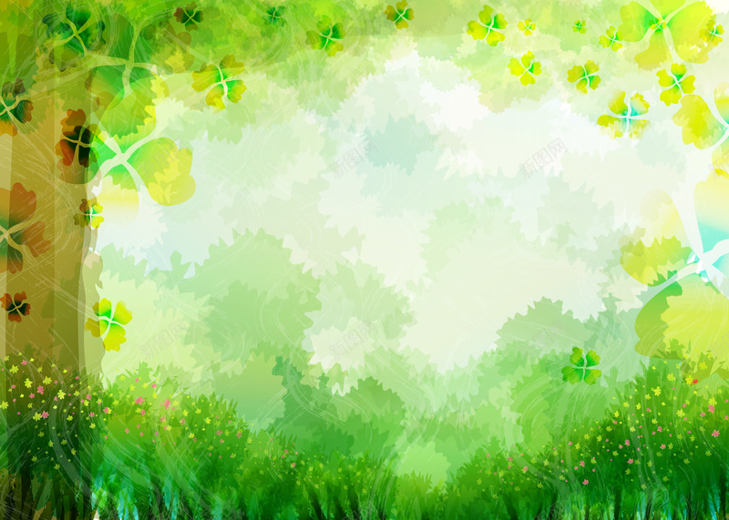 手绘绿色森林背景jpg设计背景_新图网 https://ixintu.com 手绘 绿色森林 卡通 童趣 水彩喜欢