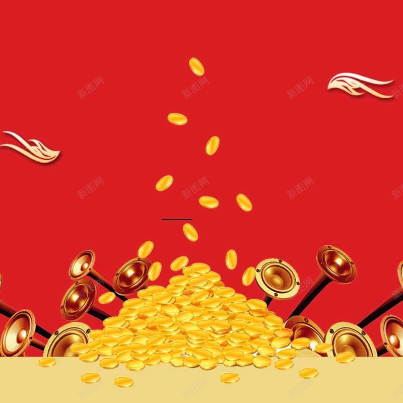红色金币主图jpg设计背景_新图网 https://ixintu.com 直通车 主图 狂欢 红色 金币 淘宝 金融