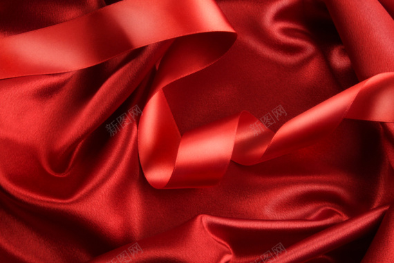 红色绸缎与绸带背景素材背景
