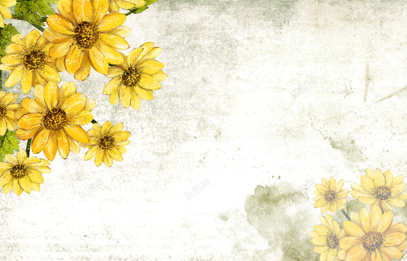 黄色手绘花朵背景psd设计背景_新图网 https://ixintu.com 手绘 纹理 花卉 韩国 鲜花 水彩 黄色 卡通 童趣