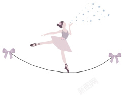 简单泡泡素材手绘在绳索上的跳舞的少女背景素材高清图片