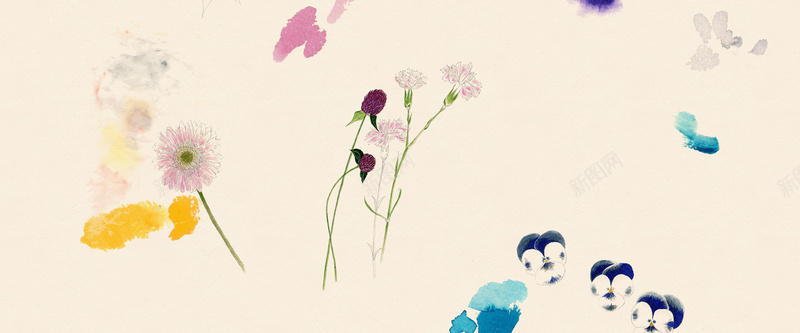 花朵jpg设计背景_新图网 https://ixintu.com 海报banner 蝴蝶兰 水彩 粉色 花朵 卡通 童趣 手绘