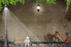 自行车向日葵饮品店照片墙展板背景素材高清图片