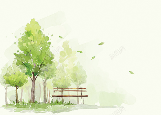 卡通绿色树木背景背景