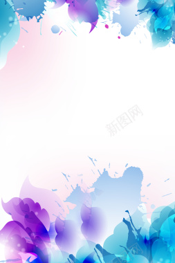 蓝色水彩花卉海报设计背景背景