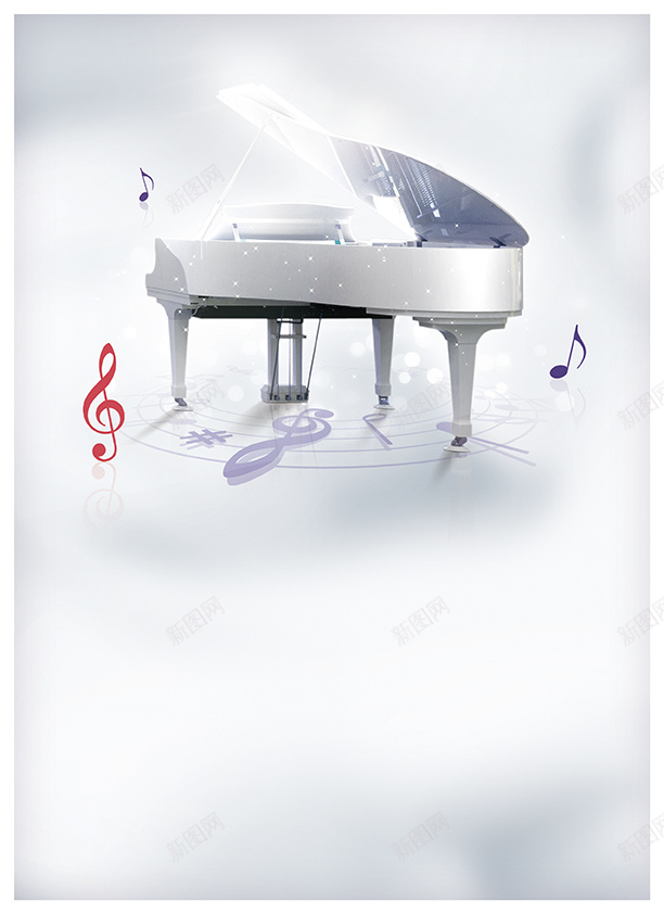 钢琴培训班海报背景psd设计背景_新图网 https://ixintu.com 梦幻背景 梦幻 浪漫 白色 钢琴