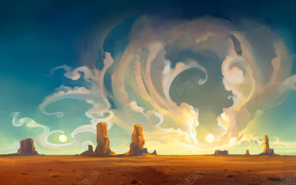 水彩手绘荒漠背景背景