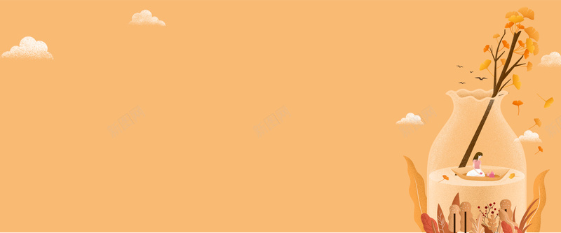 秋季卡通黄色bannerpsd设计背景_新图网 https://ixintu.com 许愿瓶 促销 浪漫 秋天 秋季 折扣 优惠 上新 电商 卡通 黄色 banner