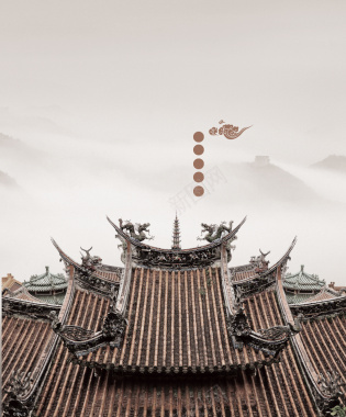 中国风屋顶水墨背景素材背景
