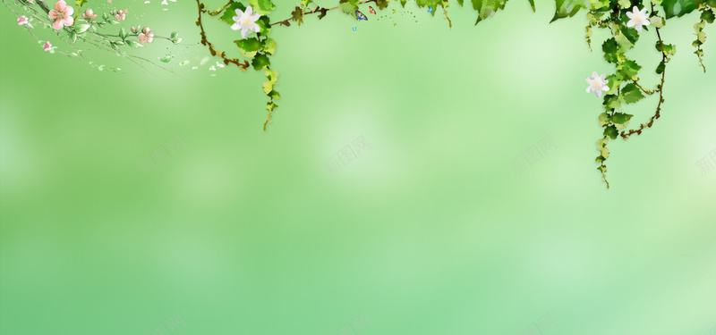 清新春季绿色淘宝海报背景背景