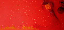 中国结剪影春节中国结红色背景海报高清图片