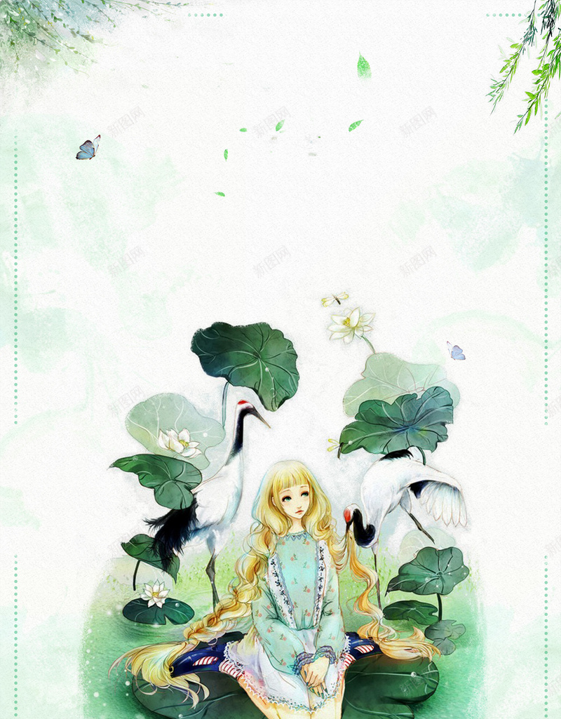 绿色水彩插画荷花小暑背景素材psd设计背景_新图网 https://ixintu.com 荷塘月色图 荷塘月色 节气海报 小暑 小暑节气 工笔荷塘月色 荷塘月色工笔 小暑海报