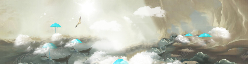 新概念banner创意设计psd设计背景_新图网 https://ixintu.com 海报banner 概念图 水彩画 天空 海鸥 科技 科幻 商务