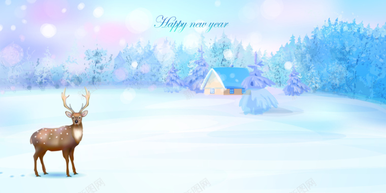 蓝色雪花冬季背景素材背景