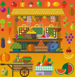 杂货铺水果蔬菜矢量背景素材高清图片