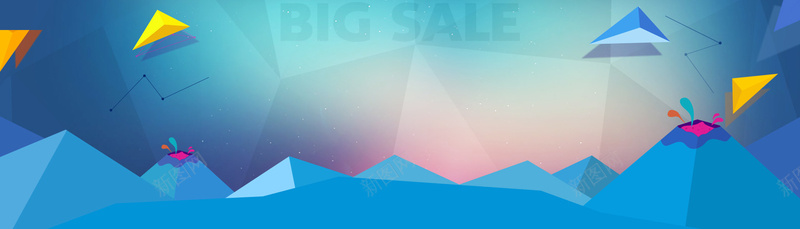 蓝色扁平banner背景psd设计背景_新图网 https://ixintu.com 海报banner 山川 扁平 漂浮 蓝色 渐变 几何