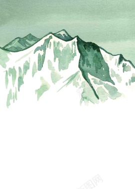 美式手绘水彩冰山水墨山脉贺卡请帖海报背景背景