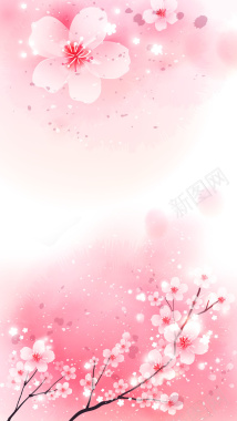 粉色唯美桃花节促销宣传H5背景素材背景