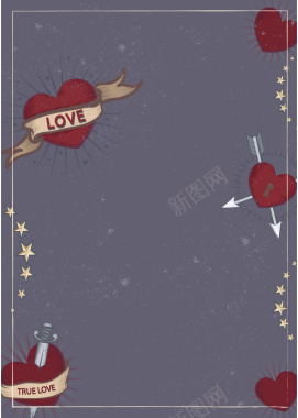 卡通爱心520节日爱情海报背景素材背景