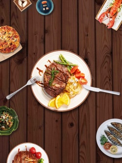 西餐厅展板美食海报牛排菜单背景模板高清图片
